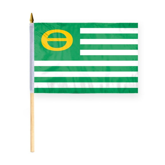AGAS Green Ecology Peace Environmental Environment Green Movement Recycle Earth Stick Flag - 12x18 inch Polyester Material with 24" Wooden Stick - Green Ecology Flag Peace on a Stick