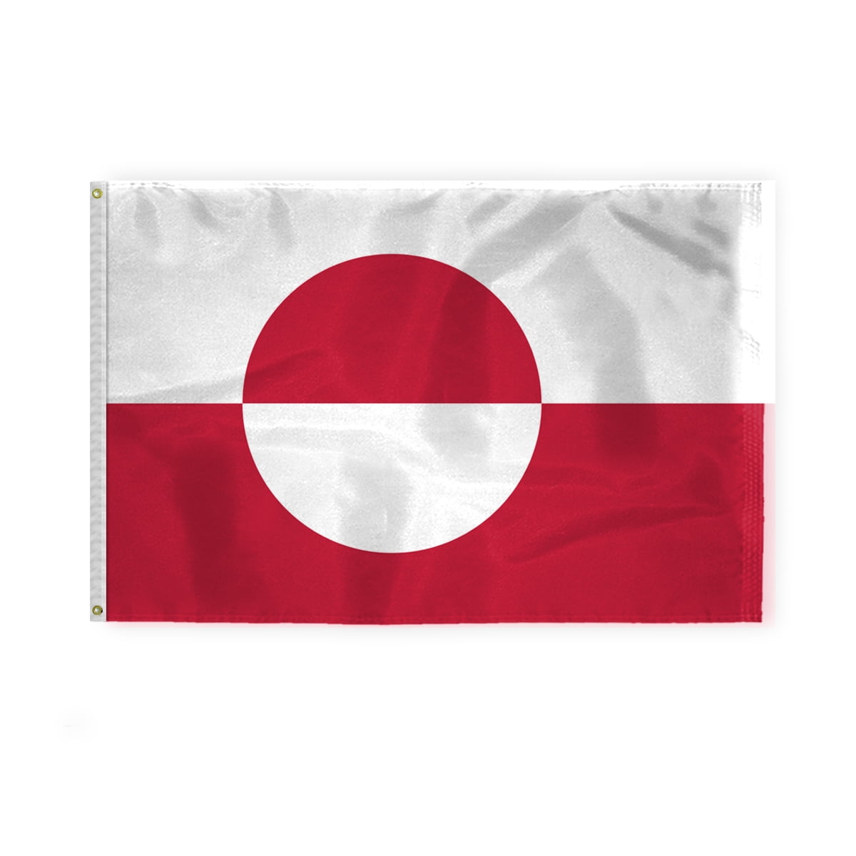 AGAS Greenland Flag 4x6 ft 200D Nylon 4 Needle Lock Stitched Fly Hem Rust Proof Brass Grommets Canvas Header Denmark Greenlander National Flag