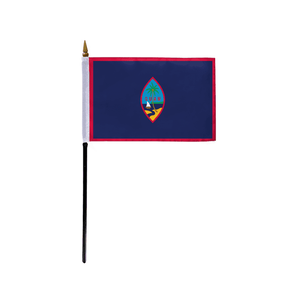 AGAS Guam Flag 4x6 inch - 11" Plastic Pole 100% Polyester Stitched Edges United States Guam Pacific Island National Mini Flag on a Stick