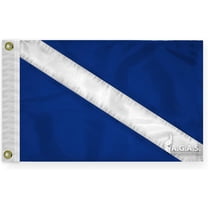 AGAS Guest Flag - 10 x 15 Inch - Printed 200 Nylon - Stitched Edges - Solid Brass Grommets Canvas Heading - Blue and White Stripe Nautical Flag.