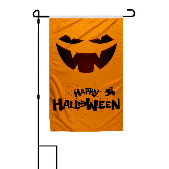 AGAS Happy Halloween Garden Flag - Yellow Background Pumpkin - Double Sided 12x18 Inch Trick or Treaters Yard Flag - Halloween Outdoor Decoration