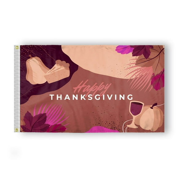 AGAS Happy Thanksgiving 18 x 12 in 200D Nylon Outdoor Flag and Banner