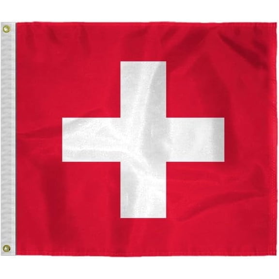 AGAS Heavy Duty Switzerland Flag 2' x 2' Ft, Longest Lasting Nylon 200D, Swiss Country Flags - Four Rows Stitching Fly Ends - Swiss National Flags