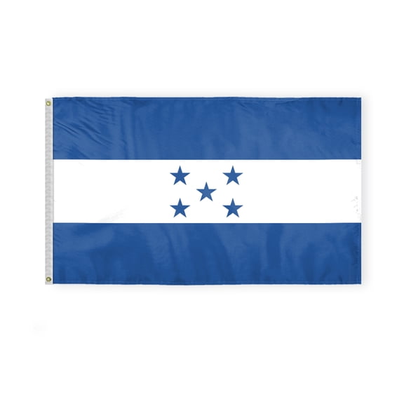 AGAS Honduras 3x5 ft Polyester Fabric Double Stitched Polyester Fabric Header Metal Grommets Fade Resistant & Vivid Colors Indoor Honduras Flag