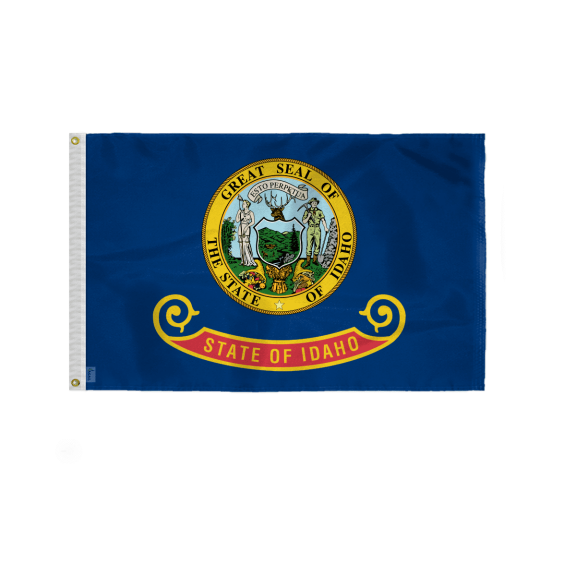 AGAS Idaho State Flag 2x3 Ft - Double Sided Reverse Print On Back 200D Nylon - Brass Grommets - Fade Proof Sharp Colors - Indoor/Outdoor Idaho Flag