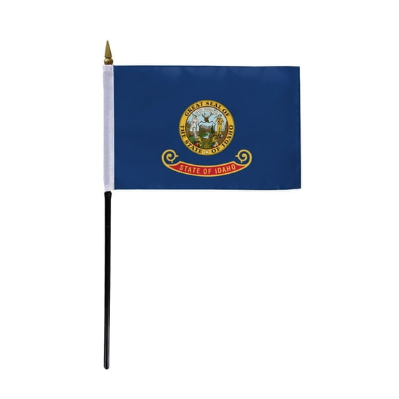 AGAS Idaho Stick Flag 4x6 Inch with 11 inch Plastic Pole - Printed Polyester - State of Idaho Small Flag on Stick