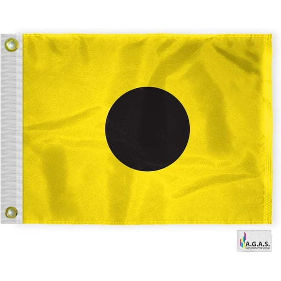 AGAS India Code I Marine Signal Flag - Printed 200D Nylon - Canvas Header - Brass Grommets - Colorfast & Stitched Edges - Nautical Boat Flag - Naval Code Signal Flag.
