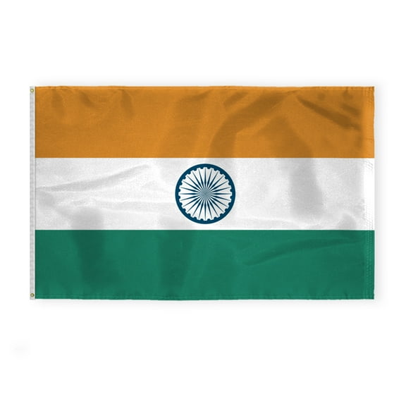 AGAS India Flag - 5x8 ft - 200D Nylon - Stitched Edges - Canvas Header Brass Grommets - Fade Proof - Large Size - Ind Flag Indian Flag Indian Tricolour Tiranga.