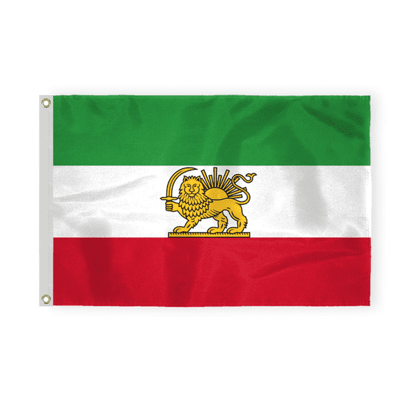 AGAS Iran Lion and Sun Flag 2 x 3 ft Printed Single Sided 200D Nylon with Brass Grommets