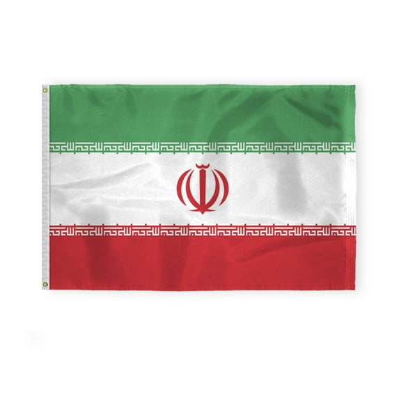 AGAS Iran National Flag 4x6 ft 200D Nylon Fabric Double Stitched Canvas Header Brass Grommets Fade Resistant & Vivid Colors Can be Hung on Flagpole Outside or Indoors on a Wall