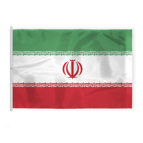 AGAS Iran National Flag 8x12 ft - 200D Nylon - Stitched Edges - Canvas Header - Rope Thimble & 1 Brass Grommet - Fade Proof - Large Size Iranian Flag