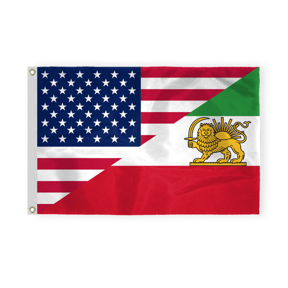 AGAS Iran USA Friendship Flag 2 x 3 ft Printed Single Sided 200D Nylon with Grommets