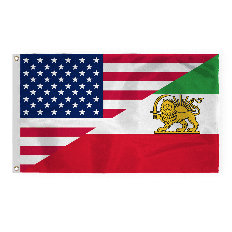 AGAS Iran USA Friendship Flag 3 x 5 ft Printed Single Sided 200D Nylon with Grommets