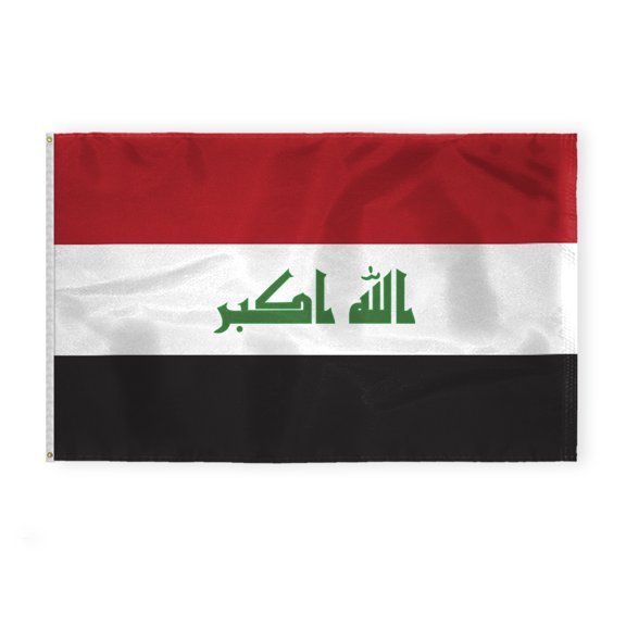 AGAS Iraq Flag 5x8 ft 200D Nylon 6 Needle Lock Stitched Fly Hem Rust Proof Brass Grommets Big Size Iraqi National Flag
