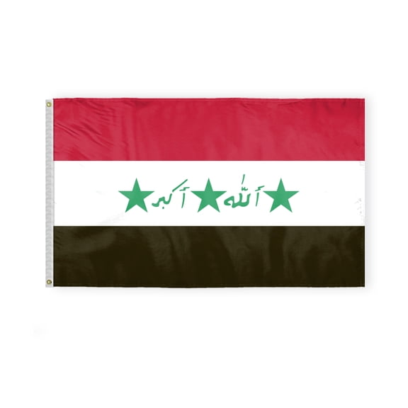 AGAS Iraq Old Flag 3x5 ft Double Stitched Hem 100% Polyester Metal Grommets Indoor Old Iraqi National Flag
