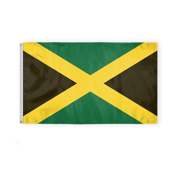 AGAS Jamaica Flag 3x5 ft - Printed Single Sided on Polyester - Stitched Edges - Polyester Header Metal Grommets - Outdoor Long Lasting All Weather Flag - JM Flag Jamaican Flag The Cross Flag.