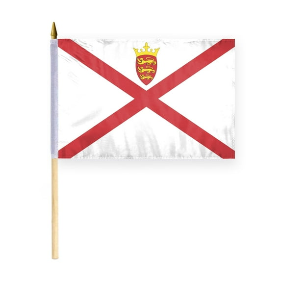 AGAS Jersey Flag 12x18 inch - 24" Wood Pole 100% Polyester Double Stitched Jersey Channel Islands National Mini Handheld Flag