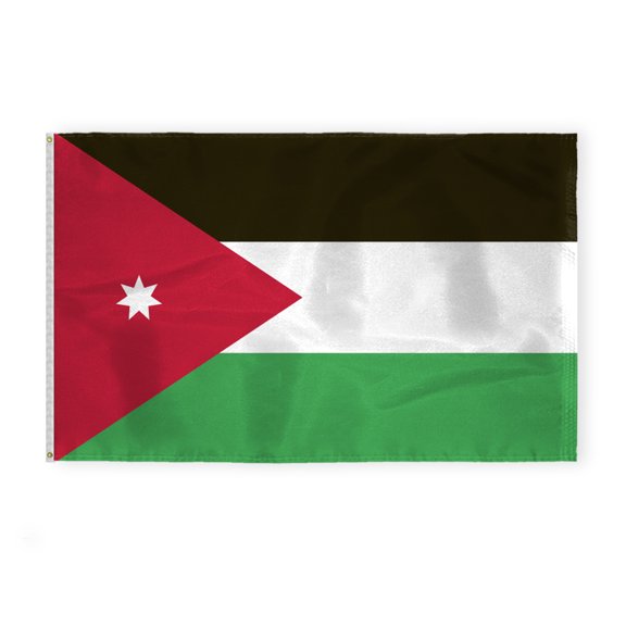 AGAS Jordan Flag 5x8 ft 200D Nylon 6 Needle Lock Stitched Fly Hem Rust Proof Brass Grommets Big Size Jordanian National Flag