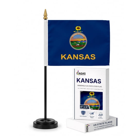 AGAS Kansas State flag on sticks 4x6 Inch