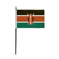 AGAS Kenya Flag 4x6 inch - 11" Plastic Pole 100% Polyester Stitched Edges Kenyan National Mini Flag on a Stick