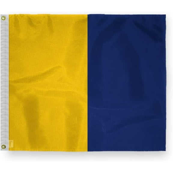 AGAS Kilo Code K Marine Signal Flag - Printed 200D Nylon - Canvas Header - Brass Grommets - Colorfast & Stitched Edges - Nautical Boat Flag - Naval Code Signal Flag.