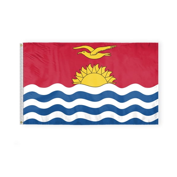AGAS Kiribati Flag 3x5 ft Double Stitched Hem 100% Polyester Metal Grommets Indoor Kiribati National Flag