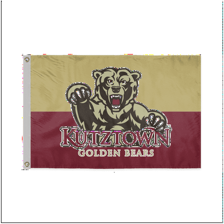 Kutztown Bears 2'x3' flag Printed Polyester University College Flag Banner, Indoor/Outdoor, Vibrant Colors, Brass Grommets