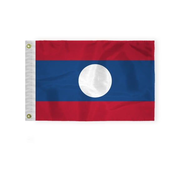AGAS Laos Nautical Flag 12x18 inch Mini Laotian National Flag Outdoor 200D Nylon Double Stitched Hem Rust Proof Brass Grommets Canvas Header Laotian National Boat Flag