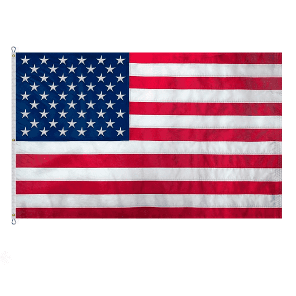 AGAS Large American Flag 20 x 38 Ft - 400D Nylon - Dense Embroidered Stars Sewn Stripes - 3 Brass Grommets Nylon Rope, Stainless Steel Thimbles Canvas Header - Giant High Wind United States Flags