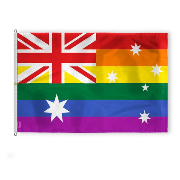 AGAS Large Australia Pride Flag 10x15 Ft - Printed 200D Nylon - Rope Thimble Brass Grommet Stitched Edges Fade Proof Sharp Colors - Big Size Aussie Pride flag