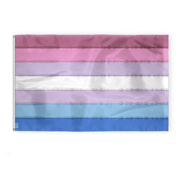 AGAS Large Bigender Embroidered Pride Flag 6x10 Ft - Sewn 200D Nylon - Showcase Your Pride with Vibrant Colors - Deluxe Bigender Pride Flag - Brass Grommets Canvas Header - Quadruple Stitched Fly End