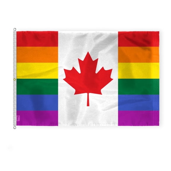 AGAS Large Canada Pride Flag 10x15 Ft - Printed 200D Nylon - Rope Thimble Brass Grommet Stitched Edges Fade Proof Sharp Colors - Big Size Canada Pride flag