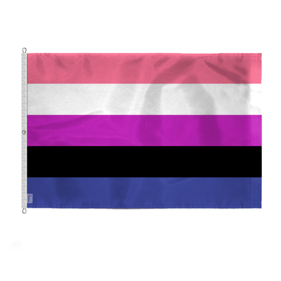 AGAS Large Genderfluid Pride Flag 10x15 Ft - Double Sided Printed 200D Nylon - Rope Thimble Brass Grommet Stitched Edges Fade Proof Sharp Colors - Big Size Genderfluid Pride flag