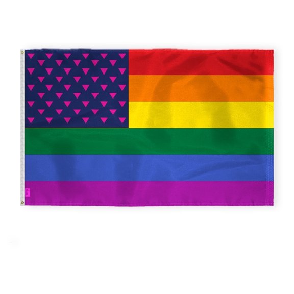 AGAS Large New Old Glory Triangles Pride Flag 6x10 Ft - Printed 200D Nylon - Brass Grommets Stitched Edges - New Old Glory Triangles Pride Banner for Indoor/Outdoor