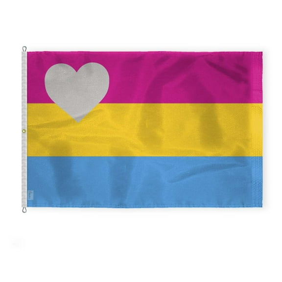 AGAS Large Panromantic Pride Flag 8x12 Ft - Printed 200D Nylon - Rope Thimble Brass Grommet Stitched Edges Fade Proof Sharp Colors - Large Size Indoor/Outdoor Panromantic Pride flag