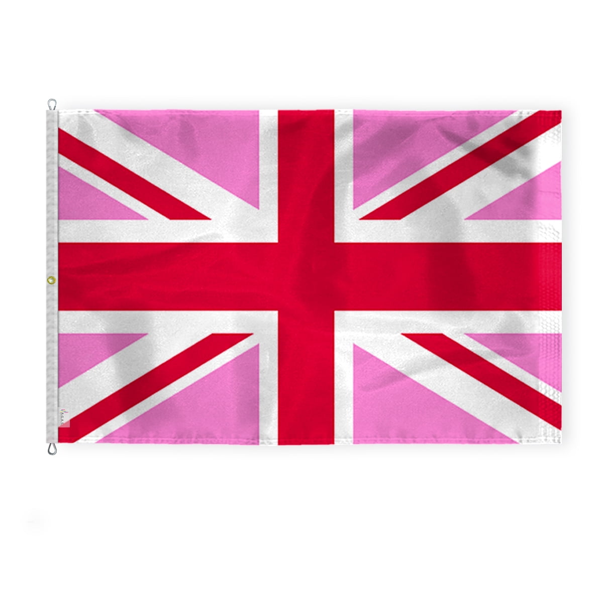 AGAS Large Pink Union Jack Flag 10x15 Ft - Printed 200D Nylon - Rope ...