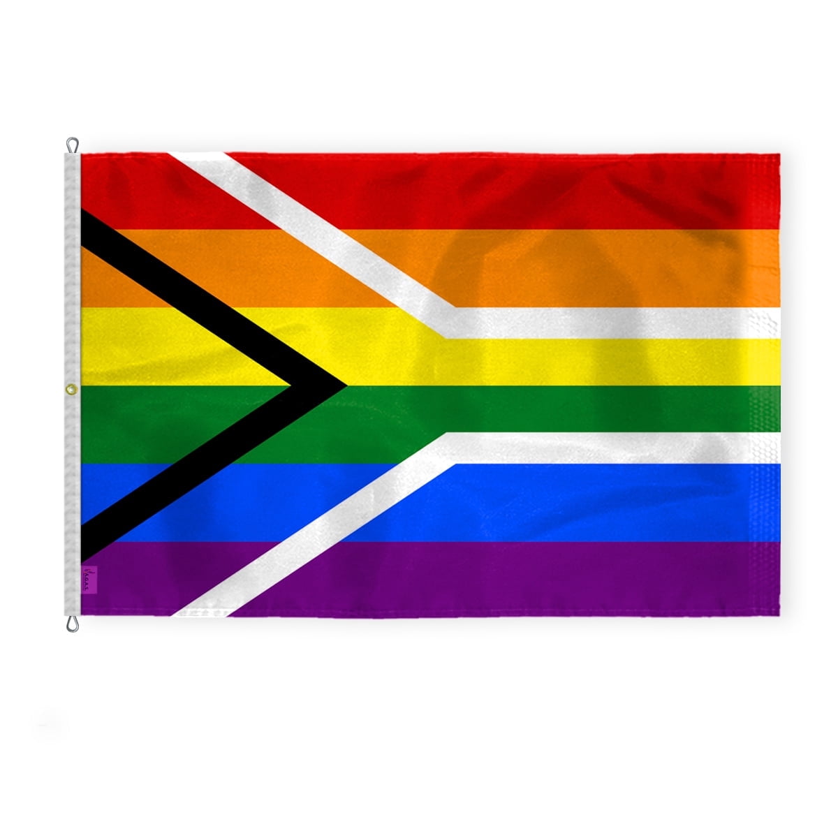 AGAS Large South Africa Rainbow Gay Pride Flag 10x15 Ft - Printed 200D ...