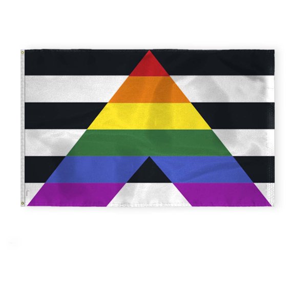 AGAS Large Straight Ally Rainbow Flag 6x10 Ft - Printed 200D Nylon - Brass Grommets Stitched Edges - Straight Alliance Pride Banner for Indoor/Outdoor