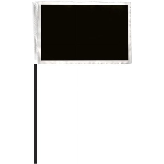 AGAS Leave Track Motorcycle Racing Stick Flag 4x6 inch - Mounted on 11 inch Black Plastic Pole - Polyester - Black with White Border Bike Racing Flag - Sports Professional Racing Flags.