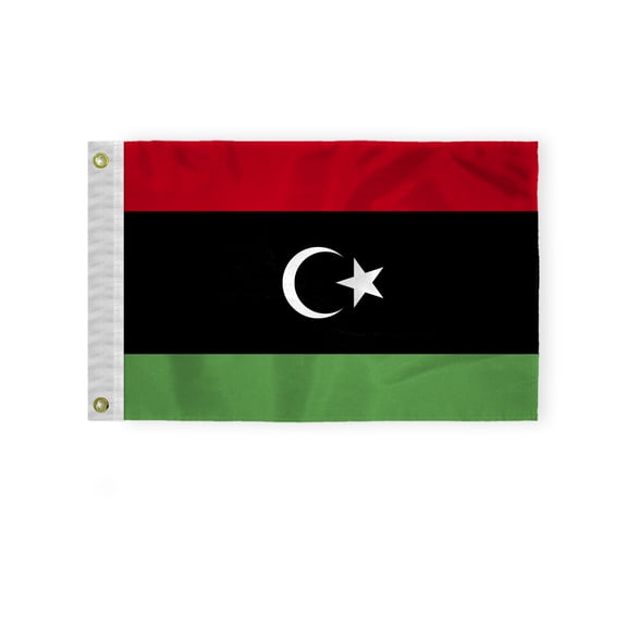 AGAS Libya Nautical Flag 12x18 inch Mini Libyan National Flag Outdoor 200D Nylon Double Stitched Hem Rust Proof Brass Grommets Canvas Header Libyan National Boat Flag