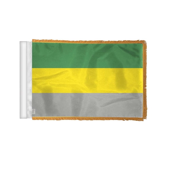 AGAS Lithromantic Pride Antenna Aerial Flag For Cars with Gold Fringe 4x6 inch - Printed Wrap Knitted Polyester Stitched Edges - Plastic Mounting Clip