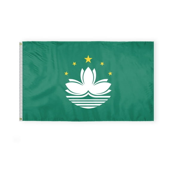 AGAS Macao Flag 3x5 ft Double Stitched Hem 100% Polyester Metal Grommets Indoor Macau National Flag