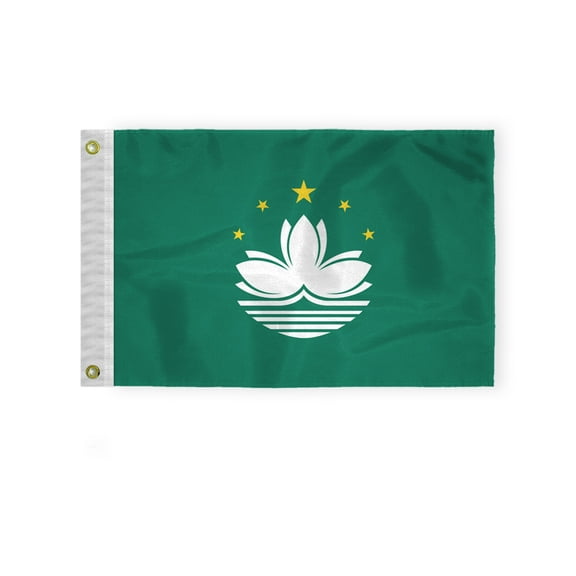 AGAS Macao Nautical Flag 12x18 inch Mini Macau National Flag Outdoor 200D Nylon Double Stitched Hem Rust Proof Brass Grommets Canvas Header Macau National Boat Flag