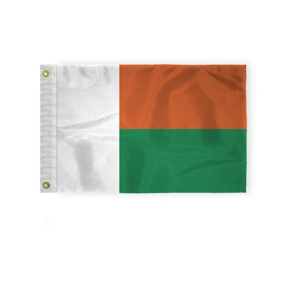 AGAS Madagascar Nautical Flag 12x18 inch Mini Madagascan National Flag Outdoor 200D Nylon Double Stitched Hem Rust Proof Brass Grommets Canvas Header Madagascan National Boat Flag