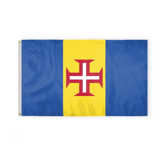 AGAS Madeira Flag 3x5 ft Double Stitched Hem 100% Polyester Metal Grommets Indoor Portugal Maderian National Flag