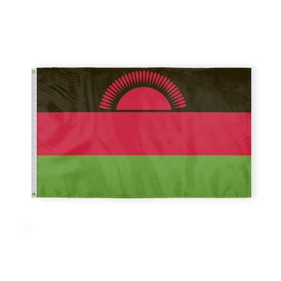 AGAS Malawi Flag 3x5 ft Double Stitched Hem 100% Polyester Metal Grommets Indoor Malwaian Africa Republic National Flag