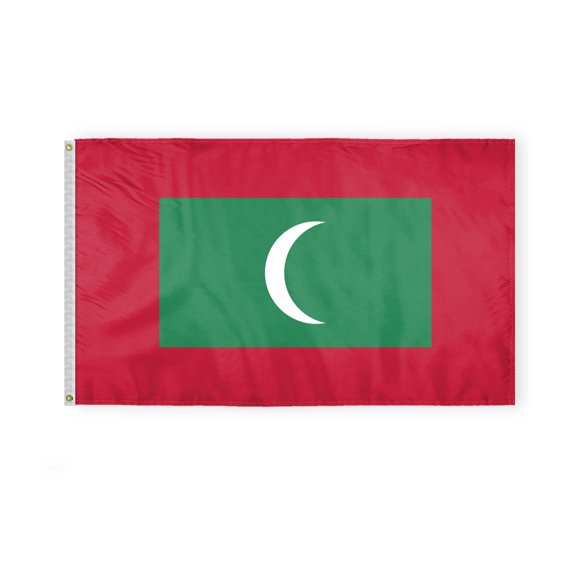 AGAS Maldives Flag 3x5 ft Double Stitched Hem 100% Polyester Metal Grommets Indoor Maldives National Flag