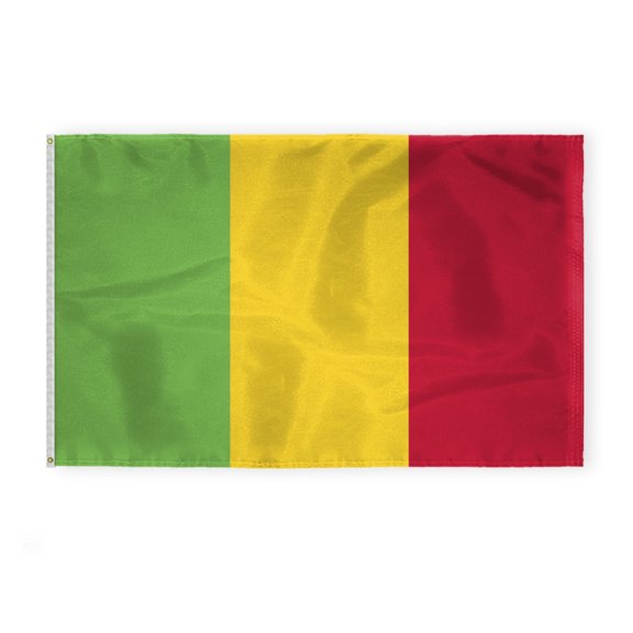 AGAS Mali Flag 5x8 ft 200D Nylon 6 Needle Lock Stitched Fly Hem Rust Proof Brass Grommets Big Size Malian National Flag