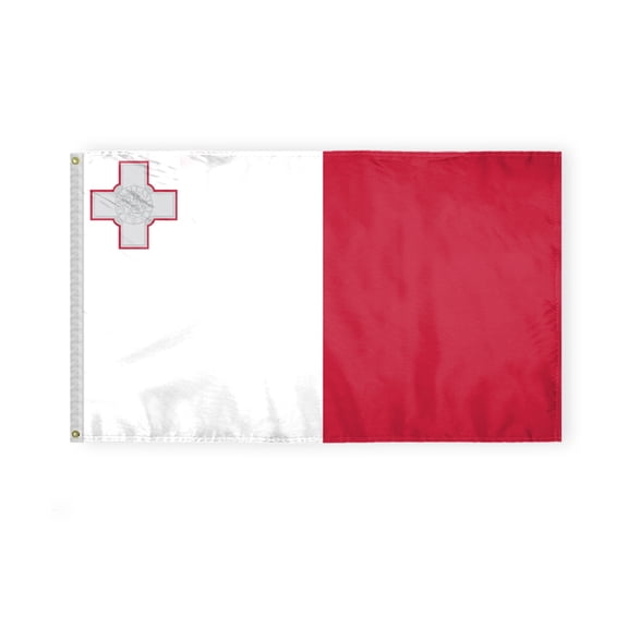 AGAS Malta Flag 3x5 ft Double Stitched Hem 100% Polyester Metal Grommets Indoor Maltese National Flag