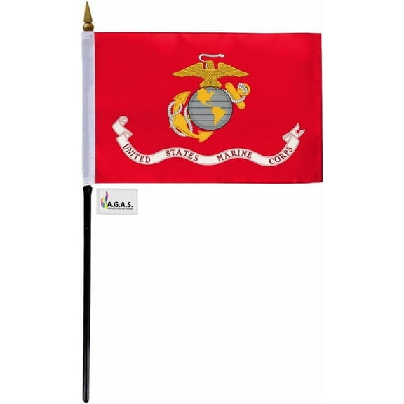 AGAS Marine Corps 4x6 inch Nylon Stick Flag